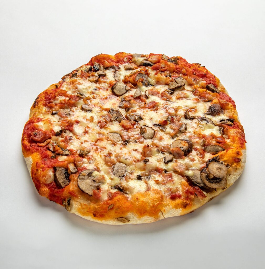 Pizza masa gruesa bacon portobello
